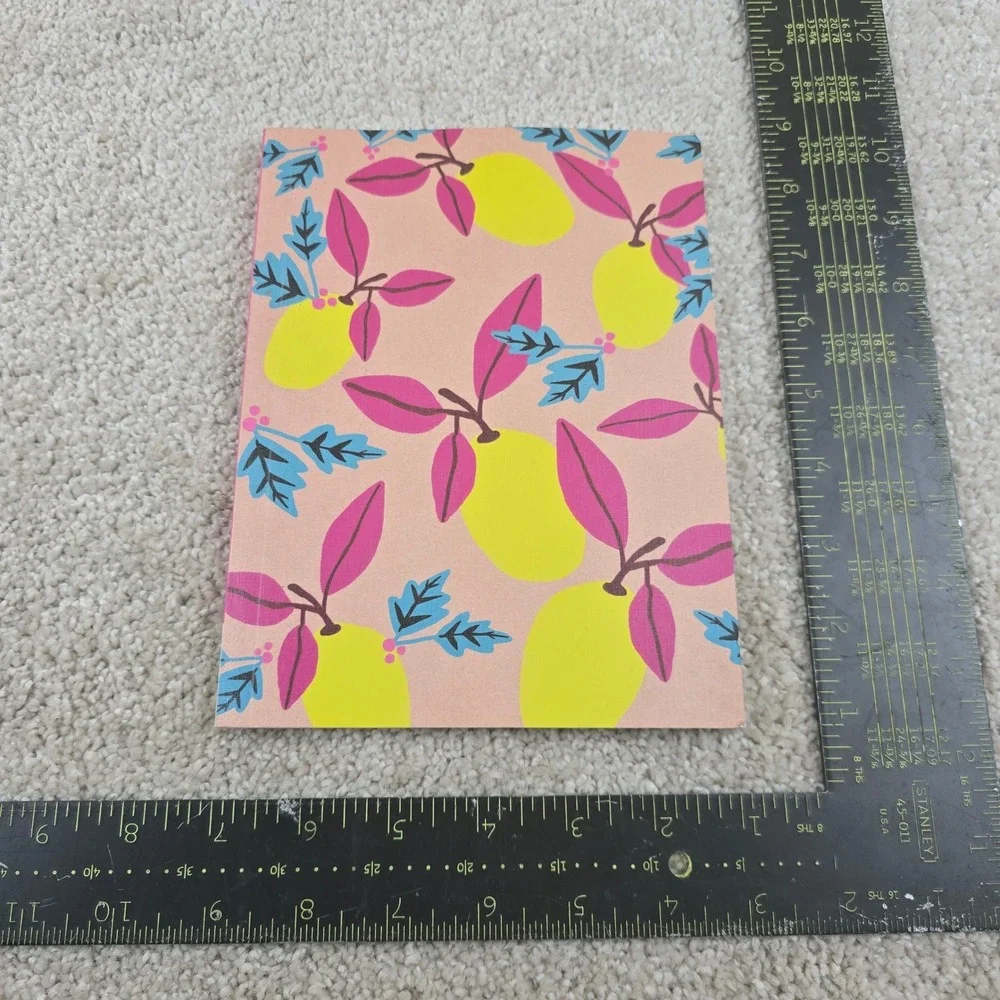 Anne Bentley Notebook Pink Lemon Citrus Pattern Artistic Softcover Journal